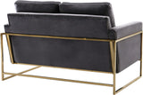 Mila Luxurious Contemporary Loveseat with Gold Stainless Steel Base and Plush Throw Pillows for Comfort