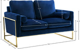 Mila Luxurious Contemporary Loveseat with Gold Stainless Steel Base and Plush Throw Pillows for Comfort