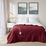 Heated Fleece & Sherpa Electric Bedding Blanket, Burgundy