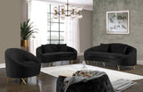 Serpentine Velvet Loveseat - Stylish Contemporary Design with Plush Comfort and Elegant Gold Legs