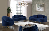 Serpentine Velvet Loveseat - Stylish Contemporary Design with Plush Comfort and Elegant Gold Legs