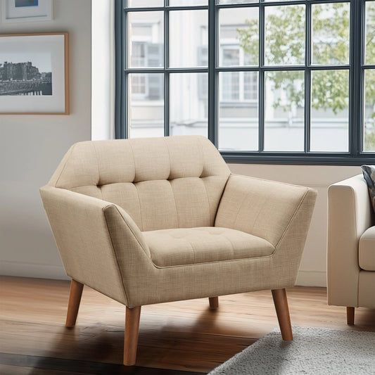 Modern Mid-Century Accent Arm Chair, Beige