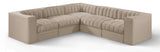 Rummi - Symmetrical Velvet Performance Fabric Upholstered 5 Piece Modular Sectional