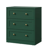 3 Drawer Nightstand, Large Bedside Table with Golden Round