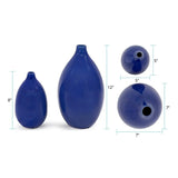 Cobalt Blue Glaze Ceramic Vases - Set of 2