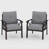 2 Pieces Outdoor All-Weather Patio Metal Armchair