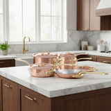 Mauviel M'Heritage M'250 B 10-Piece Cookware Set, Brass Handles