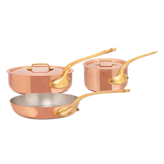 Mauviel M'Heritage M'200 B 5-Piece Copper Cookware Set With Brass Handles