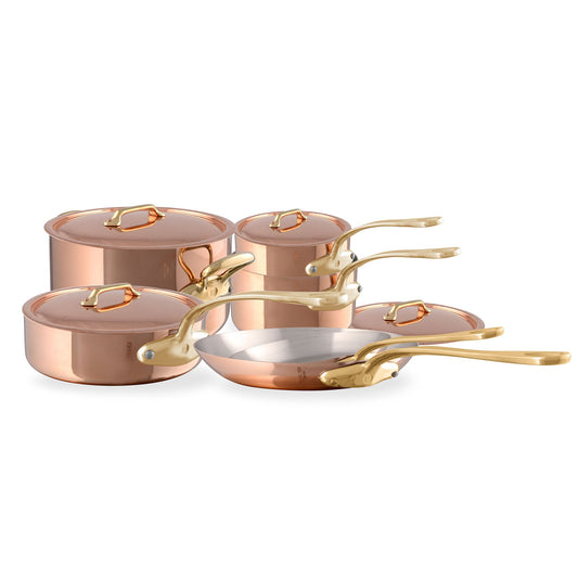 Mauviel M'Heritage M'200 B 10-Piece Copper Cookware Set With Brass Handles