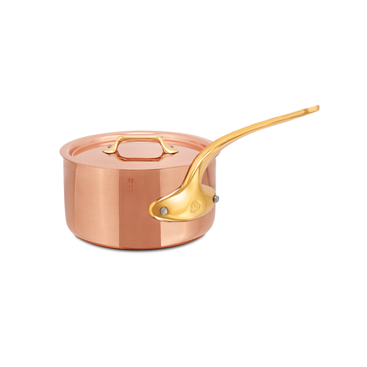 Mauviel M'Heritage M'200 B Copper Sauce Pan With Lid, Brass Handle