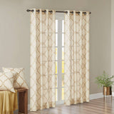 Wholesale Fretwork Sheer Basket Weave Window Panel, Cream