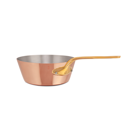 Mauviel M'Heritage M'200 B Copper Splayed Saute Pan With Brass Handle, 3.6-Qt