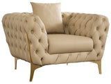 Aurora Contemporary Chair with Gold Legs, Deep Button Tufting & Cozy Pillows for Stylish Comfort