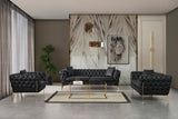 Aurora Contemporary Loveseat with Deep Button Tufting and Gold Stainless Steel Legs for Stylish Comfort