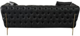 Aurora Contemporary Loveseat with Deep Button Tufting and Gold Stainless Steel Legs for Stylish Comfort