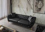 Aurora Contemporary Loveseat with Deep Button Tufting and Gold Stainless Steel Legs for Stylish Comfort