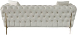 Aurora Contemporary Loveseat with Deep Button Tufting and Gold Stainless Steel Legs for Stylish Comfort