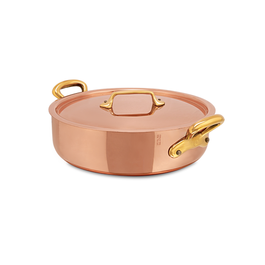 Mauviel M'Heritage M'200 B Copper Rondeau With Lid, Brass Handles