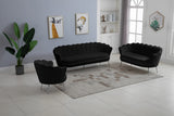 Gardenia Contemporary Loveseat with Deep Channel Tufting and Glam Gold Chrome Legs for Stylish Comfort