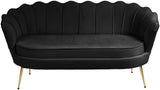 Gardenia Contemporary Loveseat with Deep Channel Tufting and Glam Gold Chrome Legs for Stylish Comfort