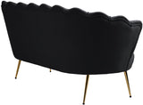 Gardenia Contemporary Loveseat with Deep Channel Tufting and Glam Gold Chrome Legs for Stylish Comfort