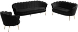 Gardenia Luxe Velvet Sofa with Glam Gold Chrome Legs and Deep Channel Tufting for Modern Elegance