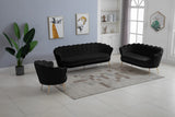 Gardenia Luxe Velvet Sofa with Glam Gold Chrome Legs and Deep Channel Tufting for Modern Elegance