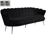 Gardenia Luxe Velvet Sofa with Glam Gold Chrome Legs and Deep Channel Tufting for Modern Elegance
