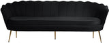 Gardenia Luxe Velvet Sofa with Glam Gold Chrome Legs and Deep Channel Tufting for Modern Elegance