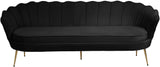 Gardenia Luxe Velvet Sofa with Glam Gold Chrome Legs and Deep Channel Tufting for Modern Elegance