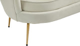 Gardenia Contemporary Loveseat with Deep Channel Tufting and Glam Gold Chrome Legs for Stylish Comfort