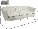 Gardenia Luxe Velvet Sofa with Glam Gold Chrome Legs and Deep Channel Tufting for Modern Elegance