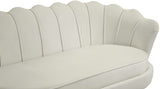 Gardenia Luxe Velvet Sofa with Glam Gold Chrome Legs and Deep Channel Tufting for Modern Elegance