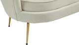 Gardenia Luxe Velvet Sofa with Glam Gold Chrome Legs and Deep Channel Tufting for Modern Elegance