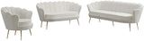 Gardenia Luxe Velvet Sofa with Glam Gold Chrome Legs and Deep Channel Tufting for Modern Elegance