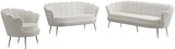 Gardenia Luxe Velvet Sofa with Glam Gold Chrome Legs and Deep Channel Tufting for Modern Elegance