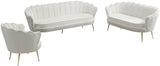 Gardenia Luxe Velvet Sofa with Glam Gold Chrome Legs and Deep Channel Tufting for Modern Elegance