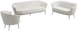 Gardenia Luxe Velvet Sofa with Glam Gold Chrome Legs and Deep Channel Tufting for Modern Elegance