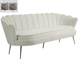 Gardenia Luxe Velvet Sofa with Glam Gold Chrome Legs and Deep Channel Tufting for Modern Elegance