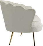 Gardenia Luxe Velvet Sofa with Glam Gold Chrome Legs and Deep Channel Tufting for Modern Elegance