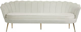 Gardenia Luxe Velvet Sofa with Glam Gold Chrome Legs and Deep Channel Tufting for Modern Elegance