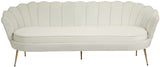 Gardenia Luxe Velvet Sofa with Glam Gold Chrome Legs and Deep Channel Tufting for Modern Elegance