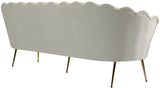 Gardenia Luxe Velvet Sofa with Glam Gold Chrome Legs and Deep Channel Tufting for Modern Elegance