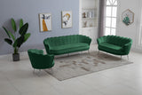 Gardenia Contemporary Loveseat with Deep Channel Tufting and Glam Gold Chrome Legs for Stylish Comfort