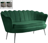 Gardenia Contemporary Loveseat with Deep Channel Tufting and Glam Gold Chrome Legs for Stylish Comfort