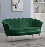 Gardenia Contemporary Loveseat with Deep Channel Tufting and Glam Gold Chrome Legs for Stylish Comfort