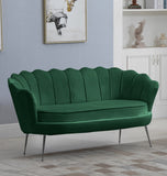 Gardenia Contemporary Loveseat with Deep Channel Tufting and Glam Gold Chrome Legs for Stylish Comfort