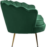 Gardenia Contemporary Loveseat with Deep Channel Tufting and Glam Gold Chrome Legs for Stylish Comfort