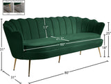 Gardenia Luxe Velvet Sofa with Glam Gold Chrome Legs and Deep Channel Tufting for Modern Elegance