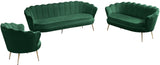 Gardenia Luxe Velvet Sofa with Glam Gold Chrome Legs and Deep Channel Tufting for Modern Elegance